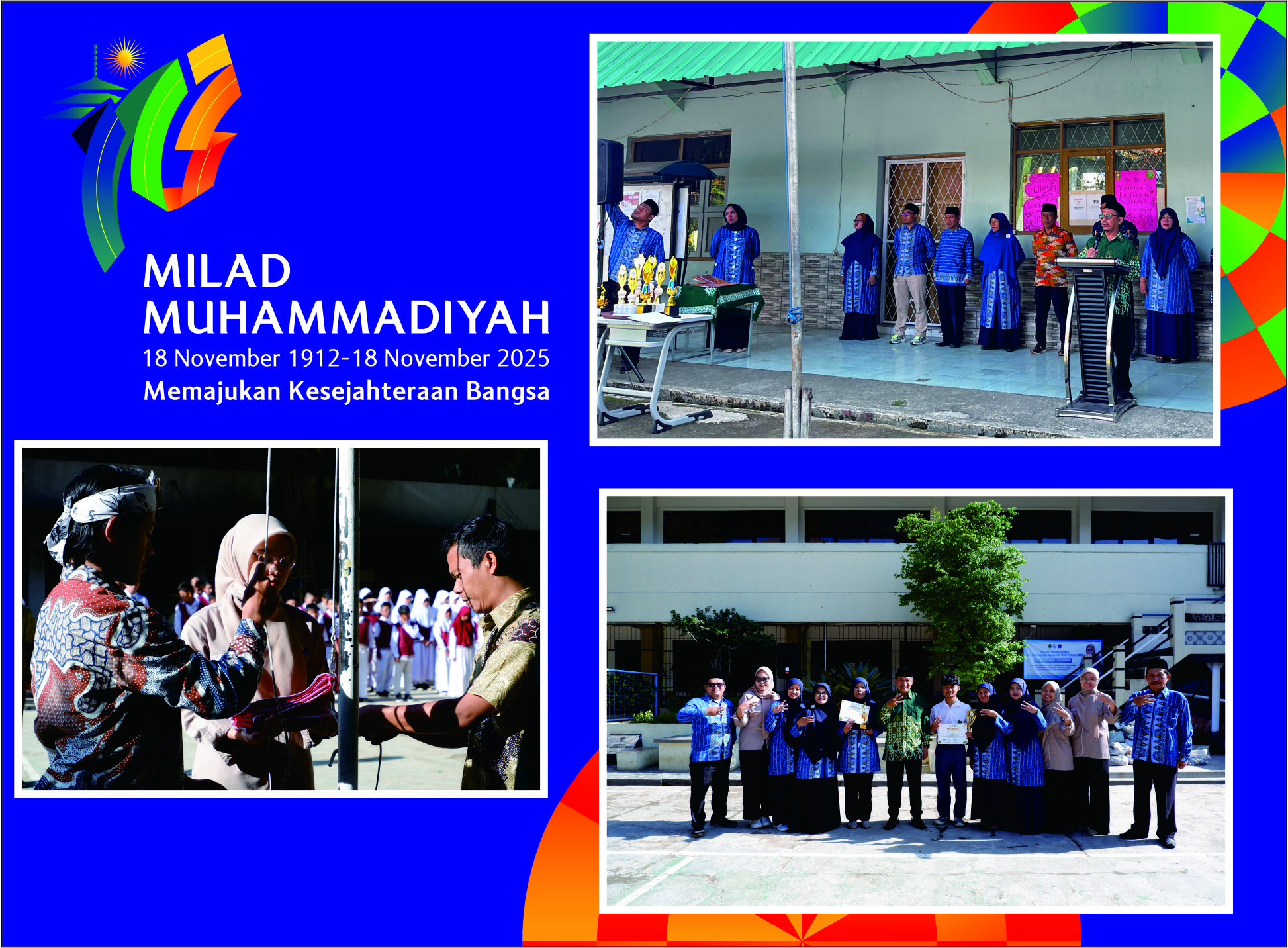 Kegiatan Upacara Milad Muhammadiyah ke – 113 yang dilaksanakan di AUM Pendidikan Pimpinan Cabang Muhammadiyah Lengkong.