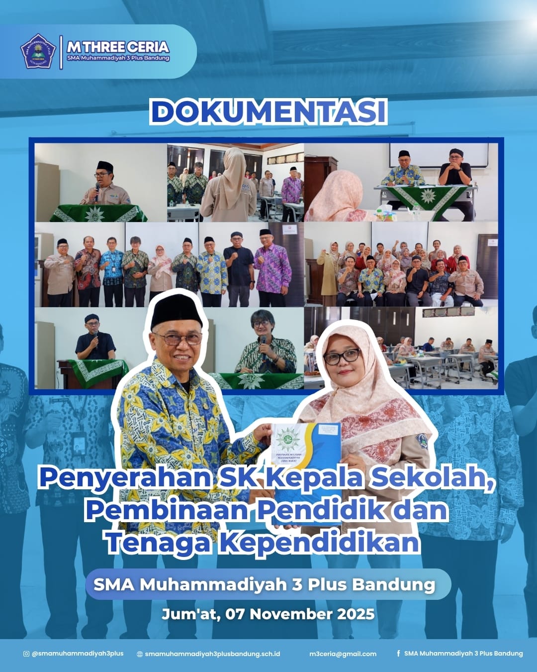 Penyerahan SK Kepala Sekolah SMA Muhammadiyah 3 Plus Bandung AUM Pendidikan PC.Muhammadiyah Lengkong Kota Bandung