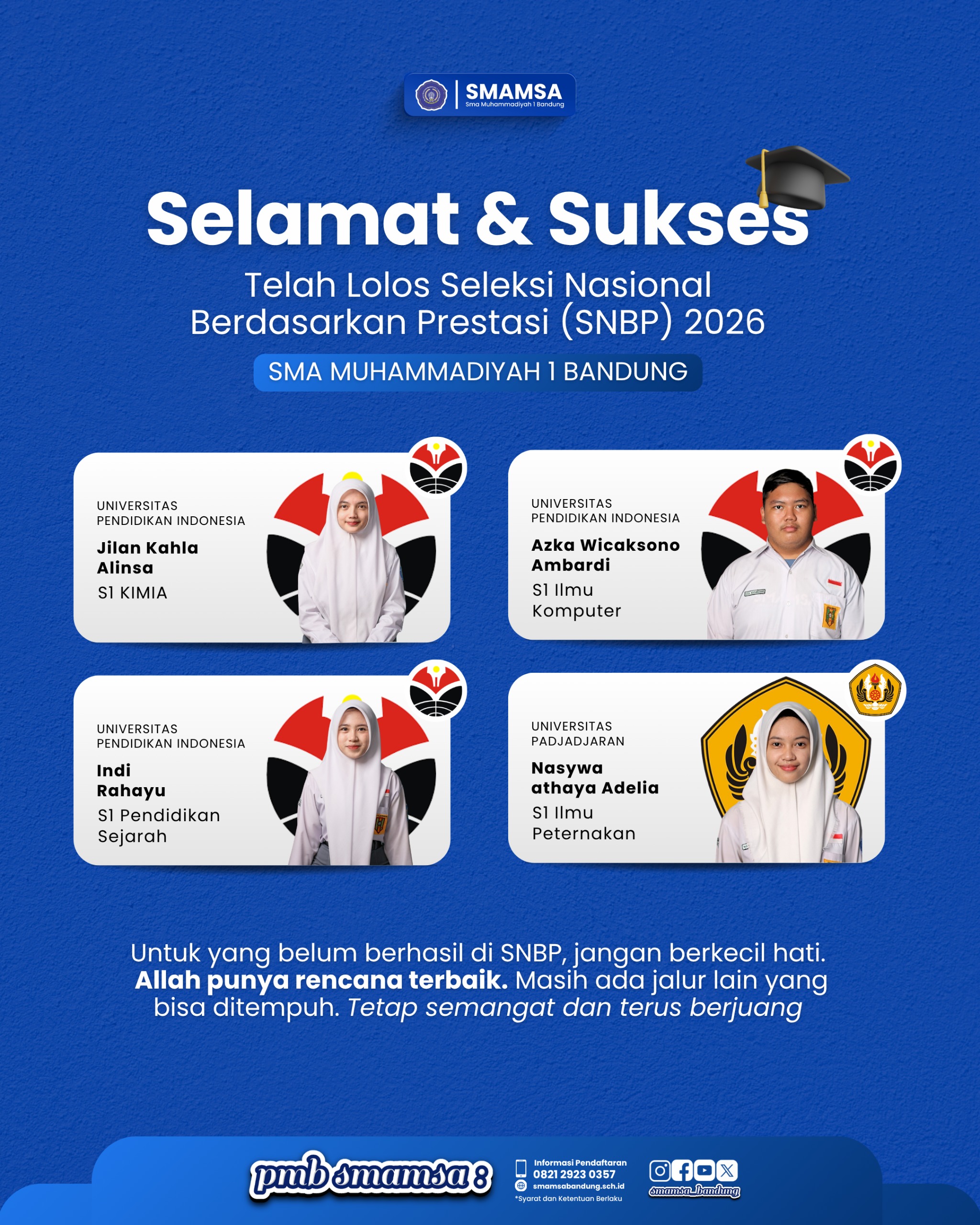 Empat Siswa SMAMSA Lolos SNBP 2026, Diterima di UPI dan UNPAD