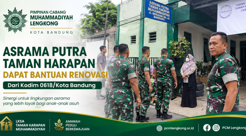 Asrama Putra Taman Harapan Muhammadiyah mendapat bantuan renovasi dari Kodim 0618/Kota Bandung